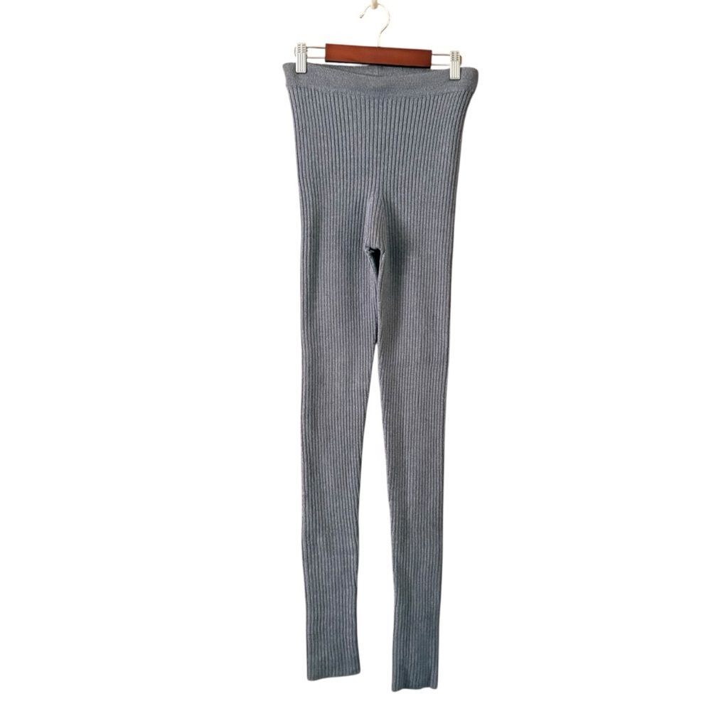 MM6 Maison Martin Margiela Gray Ribbed Wool Leggings Size XS Made in Italy